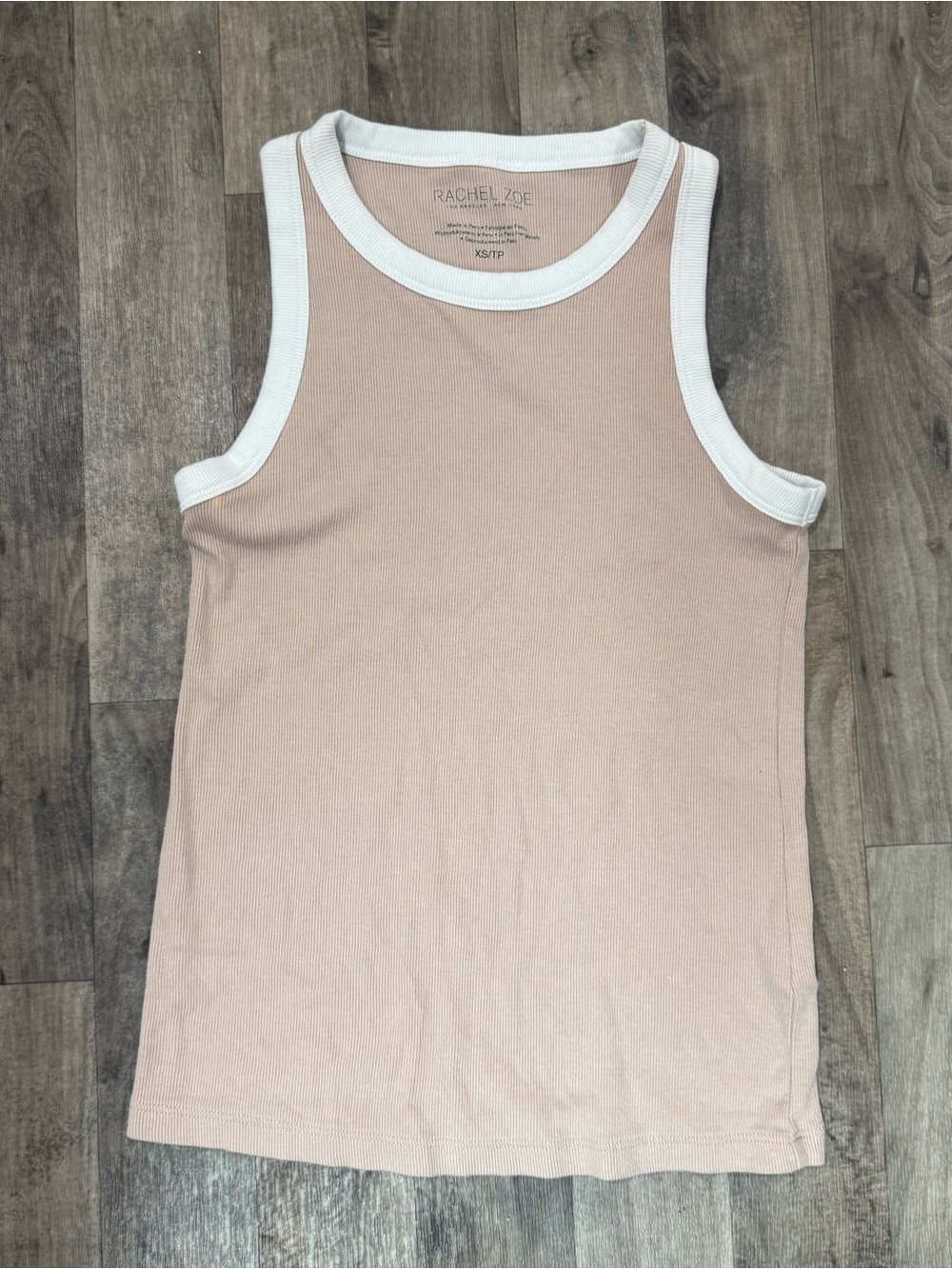 Rachel Zoe Ribbed Contrast Trim Tank Top XS